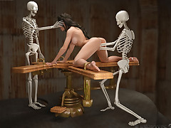 Condign Punishment. Young lady was roughly drilled without clemency by turned on skeletons